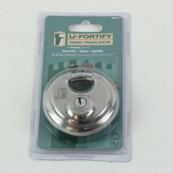 U-Haul U-Fortify Disc Padlock With Keys Original Package