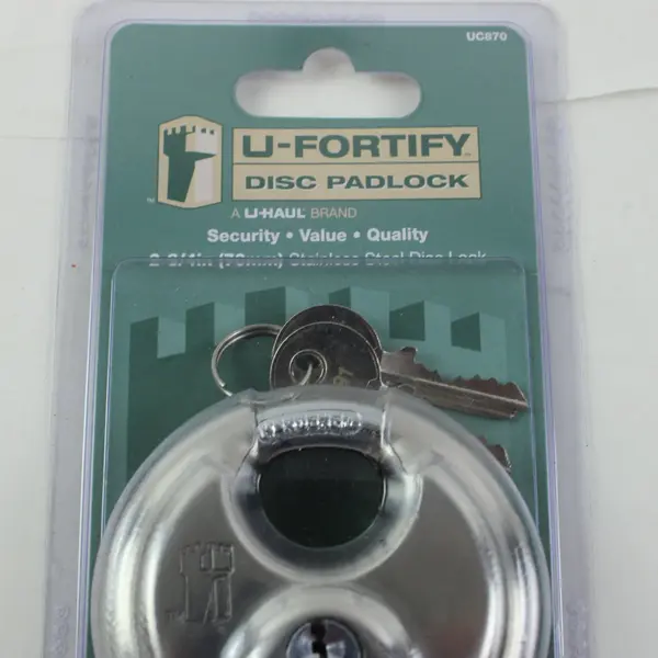 U-Haul U-Fortify Disc Padlock With Keys Original Package