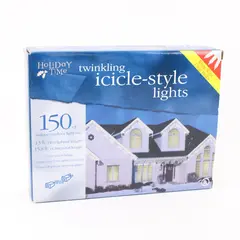 Holiday Time Twinkling Icicle-Style Lights 150 Count Clear