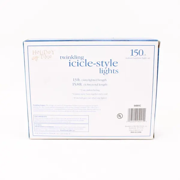 Holiday Time Twinkling Icicle-Style Lights 150 Count Clear