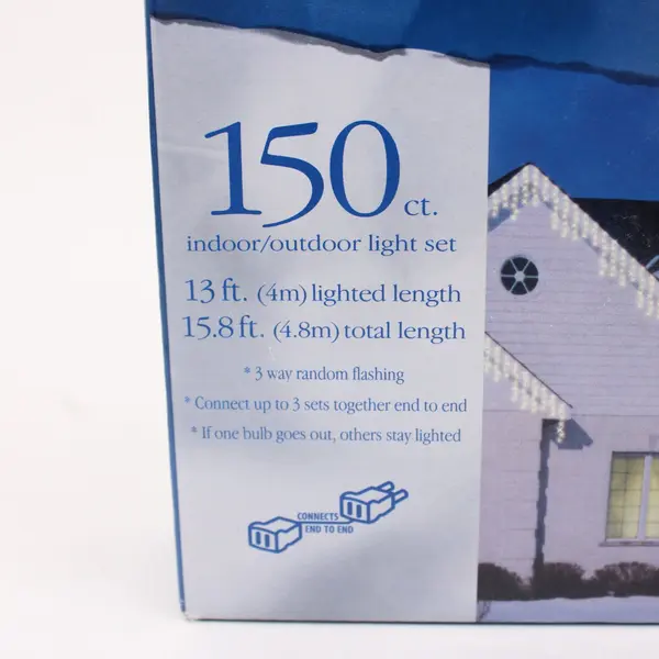 Holiday Time Twinkling Icicle-Style Lights 150 Count Clear