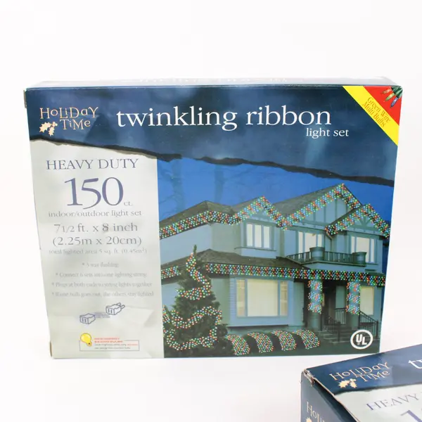 Holiday Time Twinkling Ribbon Christmas Lights 150ct Multicolor 2 Sets