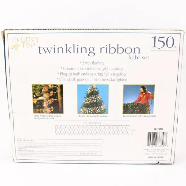 Holiday Time Twinkling Ribbon Christmas Lights 150ct Multicolor 2 Sets