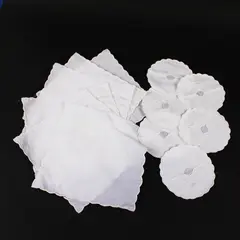 Linen Cocktail Napkins Set of 6 White Madeira Embroidery Scalloped Edge