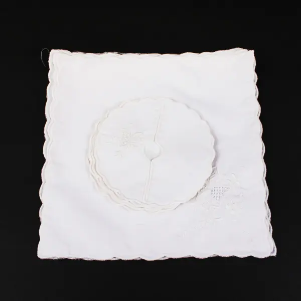 Linen Cocktail Napkins Set of 6 White Madeira Embroidery Scalloped Edge