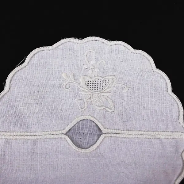 Linen Cocktail Napkins Set of 6 White Madeira Embroidery Scalloped Edge