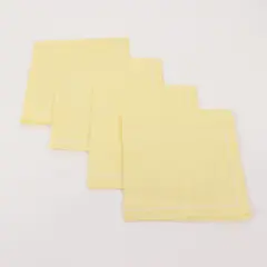 Set of 4 Linen Handkerchief Napkins Hemmed Border Yellow
