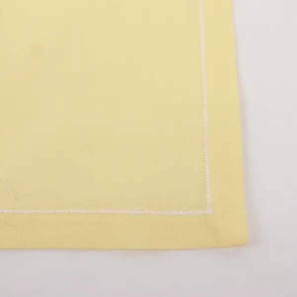 Set of 4 Linen Handkerchief Napkins Hemmed Border Yellow