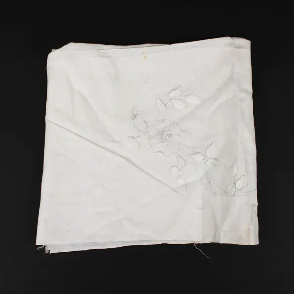 Hand Embroidered Floral White Handkerchief