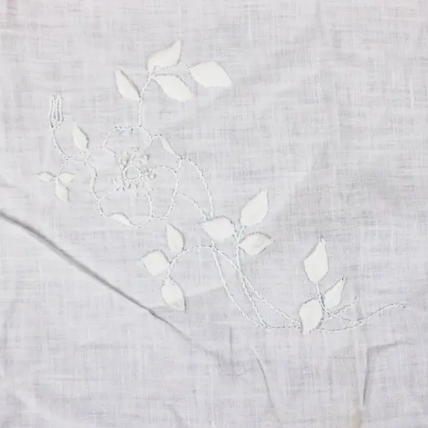 Hand Embroidered Floral White Handkerchief