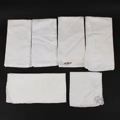 Lot of 6 Embroidered Linen Napkins White Ivory