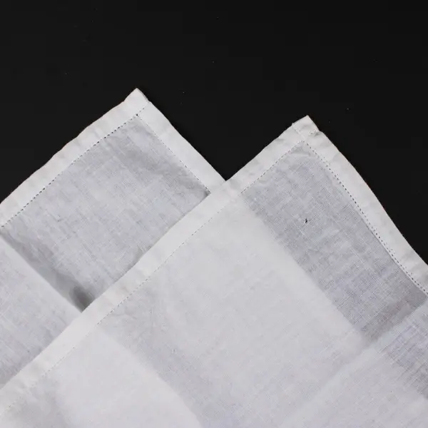 Lot of 6 Embroidered Linen Napkins White Ivory