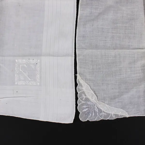Lot of 6 Embroidered Linen Napkins White Ivory