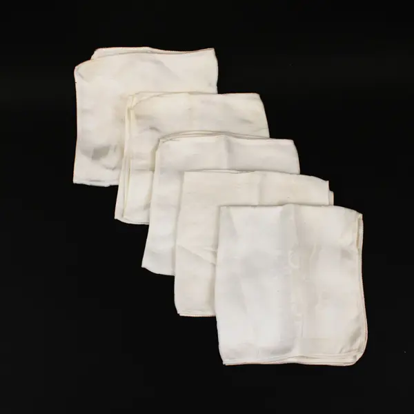 Set of 5 White Damask Linen Dinner Napkins