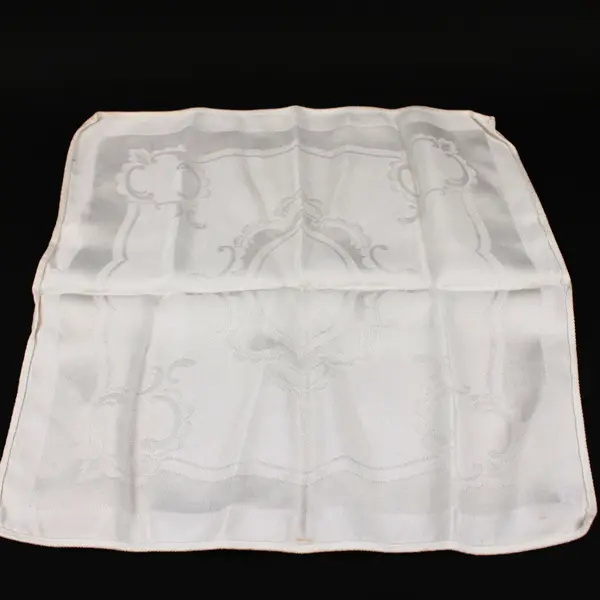 Set of 5 White Damask Linen Dinner Napkins
