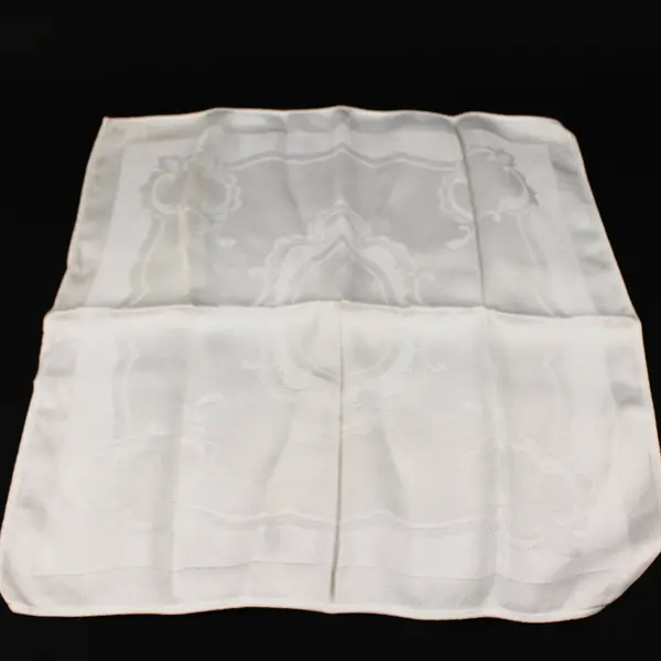 Set of 5 White Damask Linen Dinner Napkins