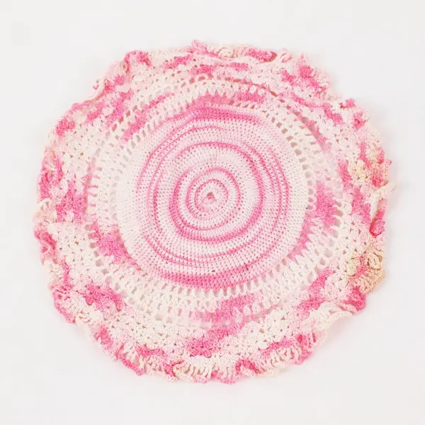 Lot of 2 Handmade Crochet Doilies Floral Round Multicolor