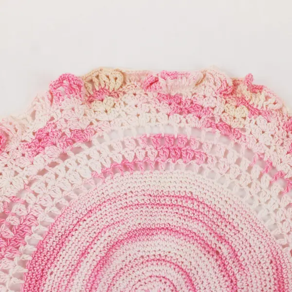 Lot of 2 Handmade Crochet Doilies Floral Round Multicolor