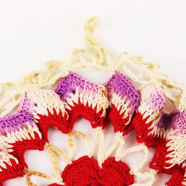 Lot of 2 Handmade Crochet Doilies Floral Round Multicolor