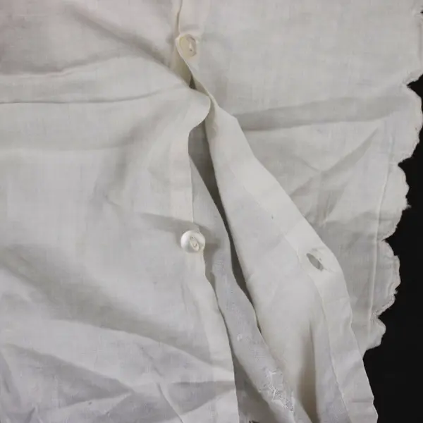 Lot of 2 Antique Lace Linen Table Napkins White Floral Edge