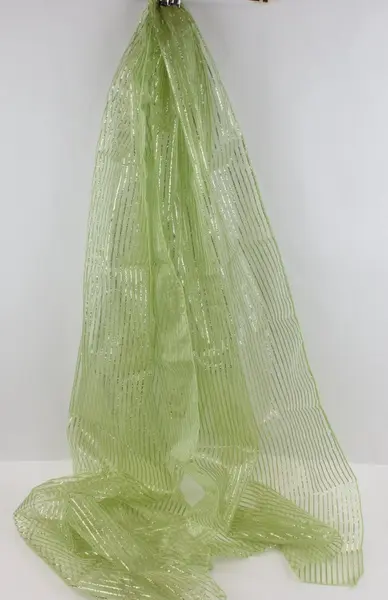 Glittery Pale Green Synthetic Fabric Scarf 27 x 104 Inch