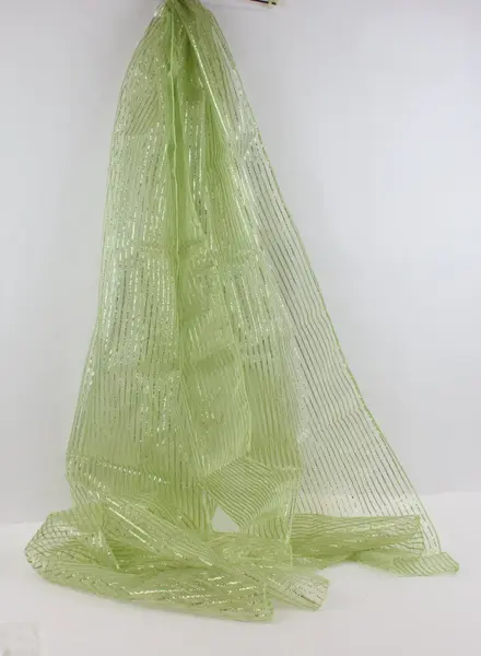 Glittery Pale Green Synthetic Fabric Scarf 27 x 104 Inch