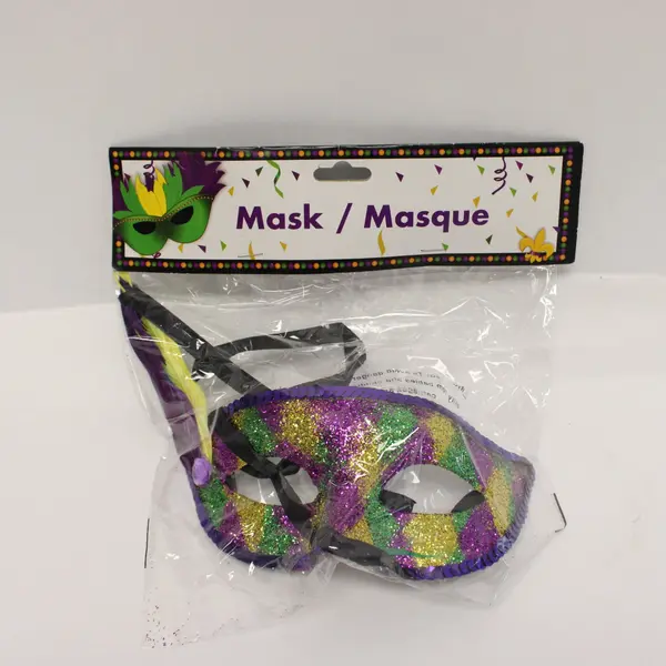 Lot of 2 Mardi Gras Masks Glitter & Blue Felt Superhero Party Costume