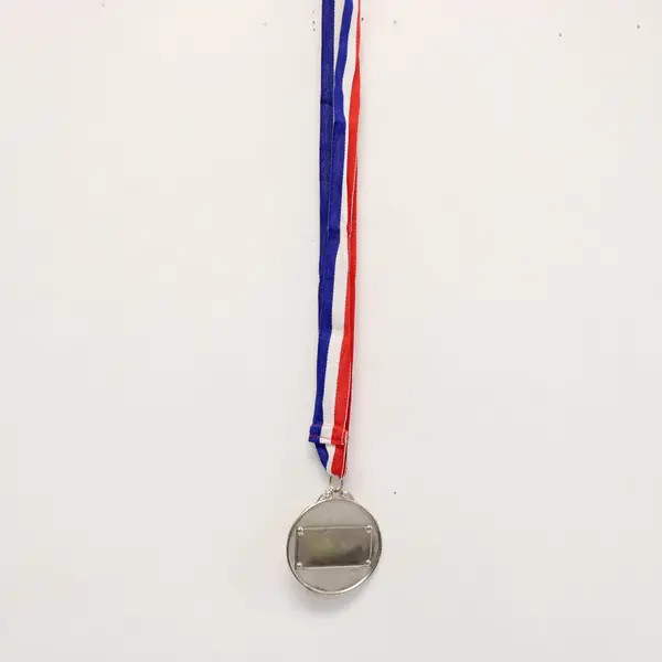 2nd Place Award Medal Silver Tone Red White Blue Ribbon
