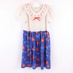 Presley Couture Girls Floral Dress White Blue Size 4T/5T Short Sleeve