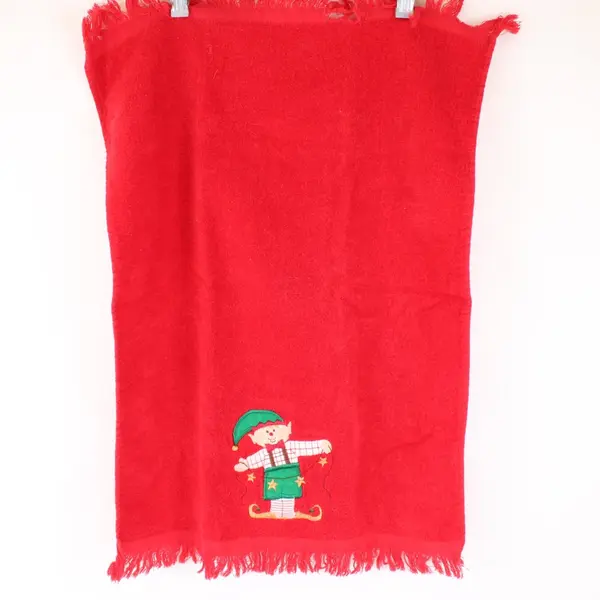 Cecil Saydah Lot of 2 Christmas Fingertip Towels Joy to the World Elf