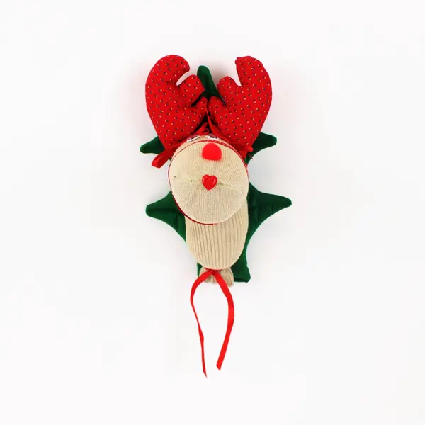 Sock Monkey Style Reindeer Christmas Decoration Cream Red Polka Dot