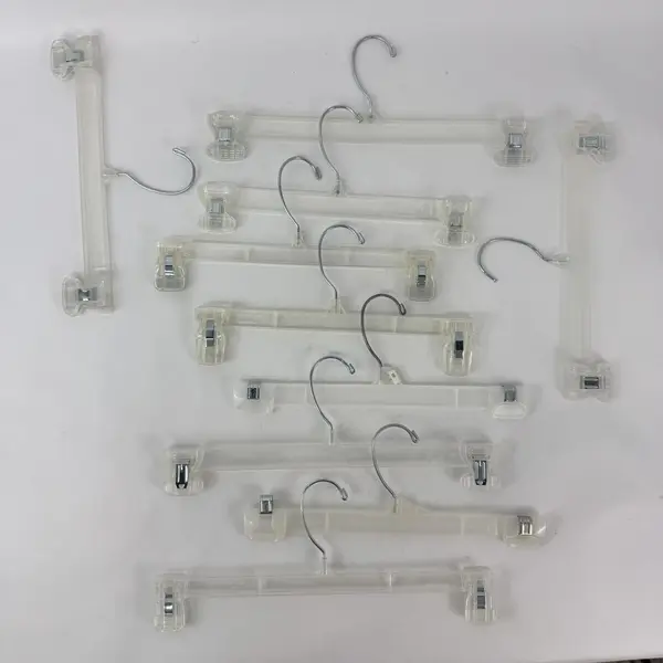 Lot of 10 Retail Pants Hangers Clips Standard Adult Size Clear Plastic Metal 