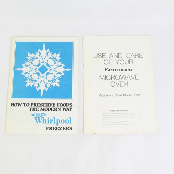 Lot Of 2 Kitchen Appliance Instruction Manuals For Microwave Oven & Freezer PB
