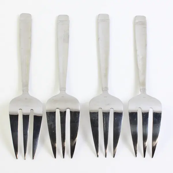 A Lot of 4 Reed & Barton 18/8 Stainless Durham-Matte Cold Meat Forks 9 Inches