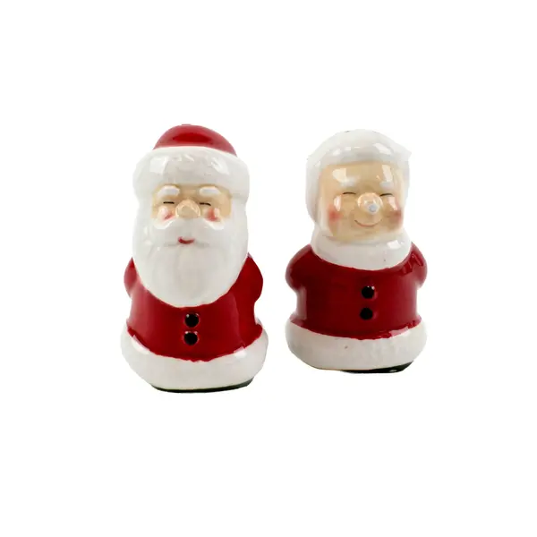 Ceramic Santa & Mrs. Claus Salt and Pepper Shakers Set Christmas Decor