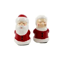Ceramic Santa & Mrs. Claus Salt and Pepper Shakers Set Christmas Decor