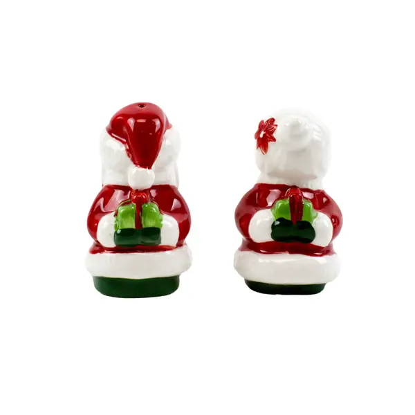 Ceramic Santa & Mrs. Claus Salt and Pepper Shakers Set Christmas Decor