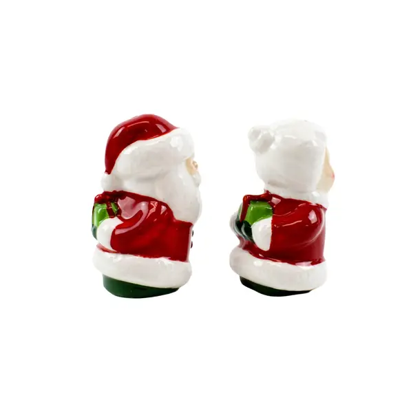 Ceramic Santa & Mrs. Claus Salt and Pepper Shakers Set Christmas Decor