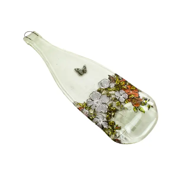 A to Z Hand-Painted Glass Bottle Floral Butterfly Home Décor