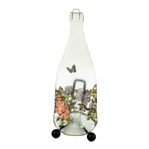 A to Z Hand-Painted Glass Bottle Floral Butterfly Home Décor