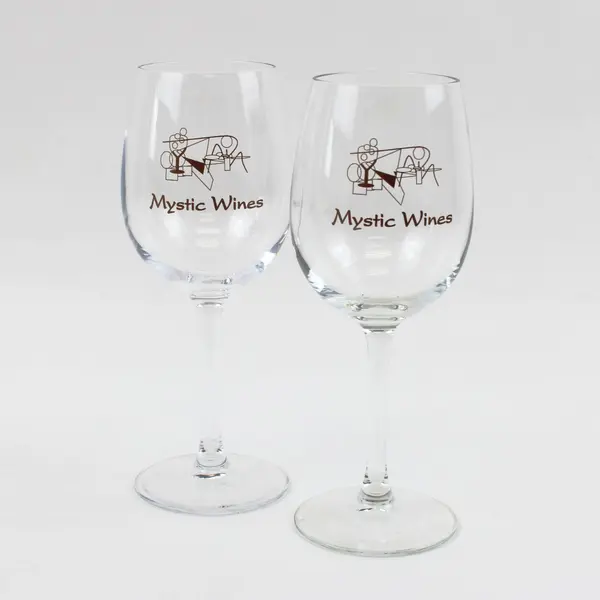 Pair of Mystic Wines Stemmed Wine Glasses Clear Glass Set of 2