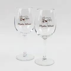 Pair of Mystic Wines Stemmed Wine Glasses Clear Glass Set of 2