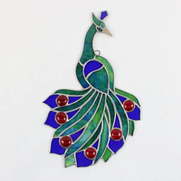 Stained Glass Peacock Mosaic Wall Hanging Suncatcher 