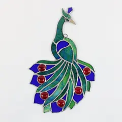 Stained Glass Peacock Mosaic Wall Hanging Suncatcher 