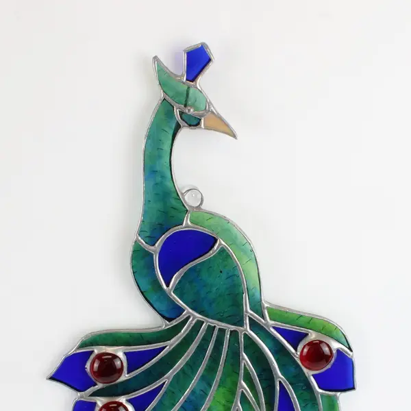 Stained Glass Peacock Mosaic Wall Hanging Suncatcher 
