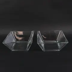 Set of 2 Square Clear Glass Serving Bowls