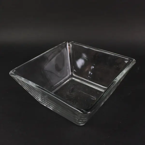 Set of 2 Square Clear Glass Serving Bowls