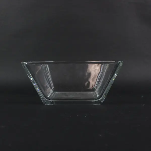 Set of 2 Square Clear Glass Serving Bowls