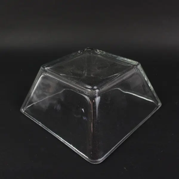 Set of 2 Square Clear Glass Serving Bowls