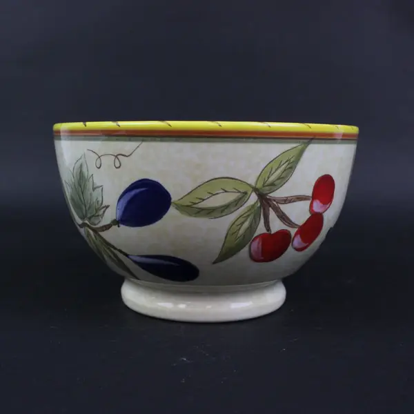 Certified International Ceramic Footed Bowl Raised Design 8 Inch